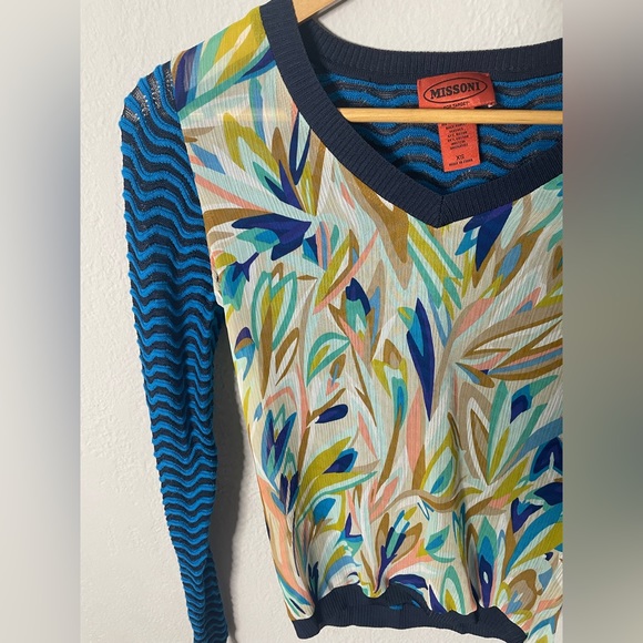 Missoni Mixed Media Printed Chiffon Knit Sweater, Size XS - Picture 2 of 7